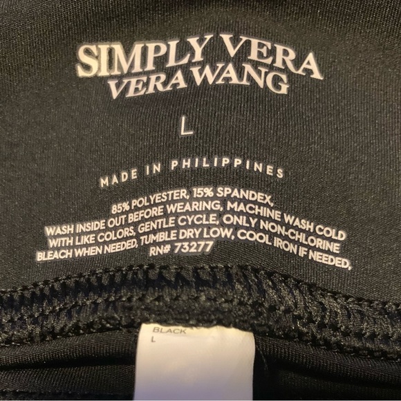 ❤️Simply Vera Vera Wang Black Leggings Ankle Length Size Large Polyester Spandex - Picture 3 of 7
